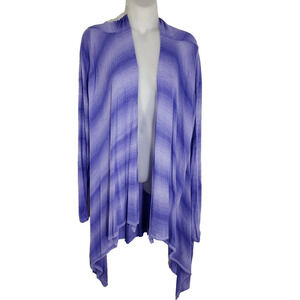Attitudes by Renee Open Front Cascade Ombré Cardigan Lightweight Medium Blue